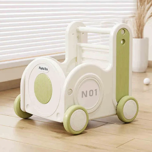 Caja de juguetes de tren para niños, carrito para niños pequeños de 1 a 3 años con ruedas, cordón y asa para montar, caminar, remolcar y almacenar.
