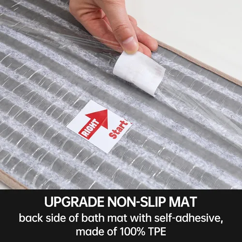 Miniatura 5 de COSY HOMEER - Alfombra antideslizante para escaleras, para interiores y escalones de madera, para niños y perros, 100 % poliéster, base de Beige