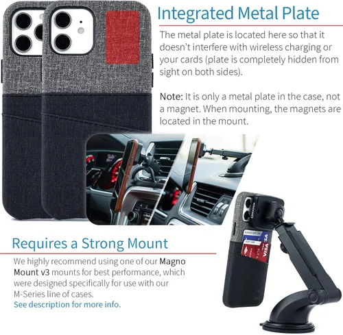 Miniatura 3 de Dockem Funda tipo cartera para iPhone 12 y iPhone 12 Pro: Placa de metal integrada para montaje magnético y 2 tarjeteros de crédito: 6.1" Luxe M2