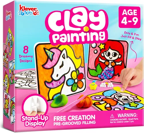 JOVA Klever Kits - Pintura de arcilla seca al aire, kit de arcilla de aire para niños, 8 rellenos previamente ranurados y tablas de diseño original,