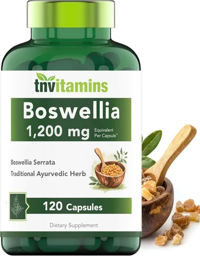 tnvitamins Cápsulas de extracto de Boswellia, 120 unidades | 1,200 mg por cápsula | 65% de ácidos boswélicos + extracto concentrado 10:1 | Boswellia