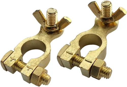 Miniatura 8 de Conectores de terminal de batería de poste superior de latón, abrazaderas de terminal de batería de 12-24 V para automóvil y barco (1 juego)