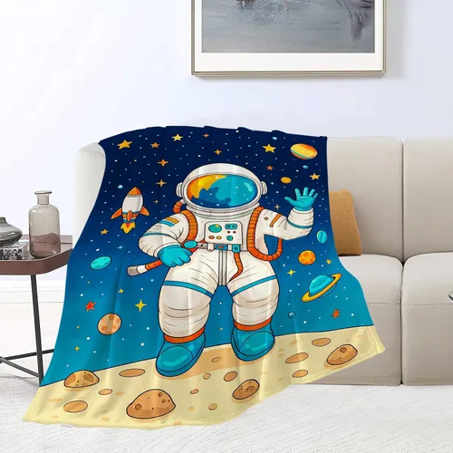 Miniatura 5 de Manta de Astronauta Manta de Astronauta Acogedora y Cálida Hombre del Espacio Manta de Vellón Suave Esponjosa de Felpa Manta Ligera Suave Decoración
