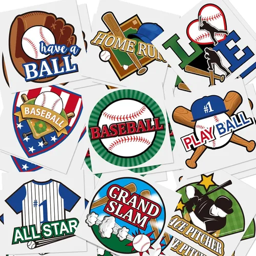 144 piezas de tatuajes temporales de béisbol, sóftbol, temática deportiva, impermeables, tatuajes temporales, suministros de decoración para fiestas