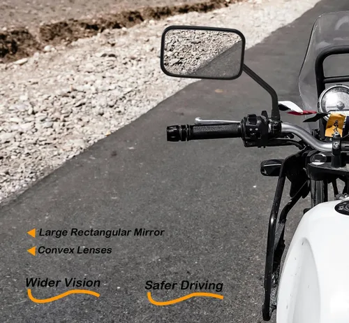 Miniatura 5 de Espejos de motocicleta, 10 mm, espejos rectangulares para manillar con perno, compatibles con Kawasaki Honda Suzuki para bicicleta de calle