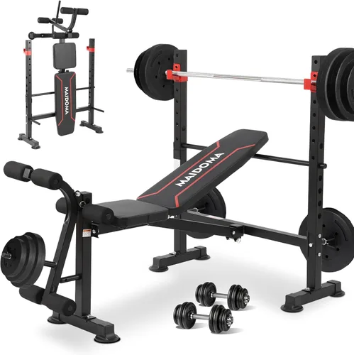 Miniatura 9 de MAIDOMA Foldable 1500LBS Capacity 8 IN 1 Weight Bench Set with Leg Extension/Squat Rack/Preacher Curl, Adjustable Bench Press for Home Gym Full Body