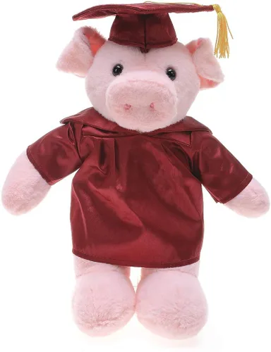 Miniatura 7 de Plushland Juguetes de peluche de cerdo, regalos para el día de graduación, texto personalizado, nombre o logotipo de tu escuela en el vestido, lo