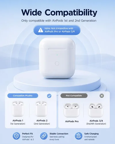 Miniatura 7 de Replacement Charging Case for AirPods 1 2, Wireless Charging Case, Bluetooth Pairing Sync Button, Lightning Charging Port (Earbuds Not Included)