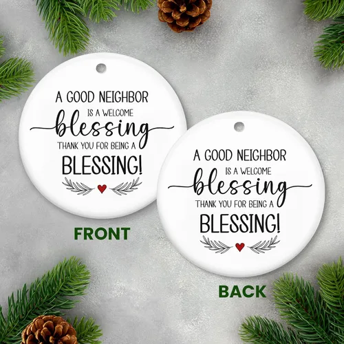 Miniatura 2 de Regalos de Navidad para Vecinos para Mujeres - Adornos de Navidad de Cerámica 2025 para Decoraciones de Árbol - Hola Vecino, Regalos de Amistad