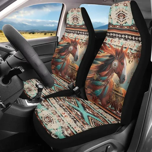 Miniatura 11 de Bulopur Art Horse - Juego de 2 fundas universales para asientos delanteros de automóvil, protectores enteros adecuados para la mayoría