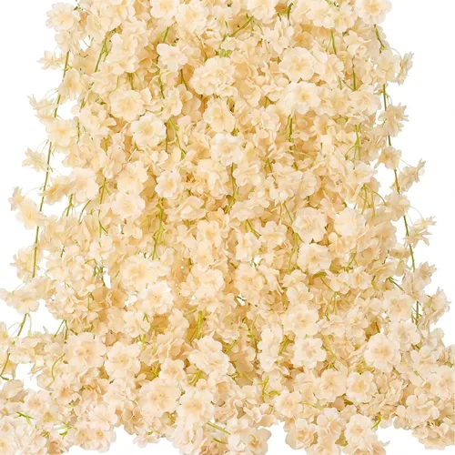 Nuenen Paquete de 16 enredaderas artificiales de cerezo de 94.4 pies, guirnalda de flores de cerezo colgante, bonita decoración de habitación para