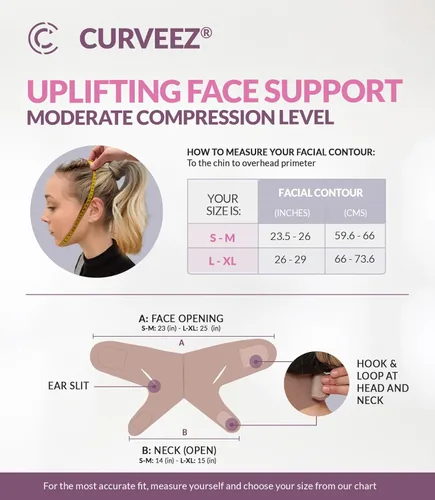Miniatura 2 de CURVEEZ Cinturón Tonificante Facial Post Cirugía de Liposucción con Compresión y Correa para la Barbilla para Mujeres Faja Mentonera Reductora