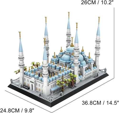 Miniatura 2 de Juego de construcción de 1129 piezas de Mezquita Azul de Estambul, modelo arquitectónico mundial, juguete coleccionable para niños y adultos