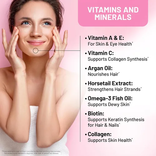 Miniatura 3 de NatureWise Vitamina para el cabello, piel y uñas, biotina 5000mcg con ácido hialurónico, colágeno para mujeres con complejo C, B, D3, A, E, hierro