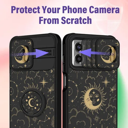 Miniatura 4 de Funermei Funda para Moto G Stylus 5G 2023 – Sol Luna - Funda de teléfono linda para mujeres y niñas, bonita funda de teléfono con diseño estético