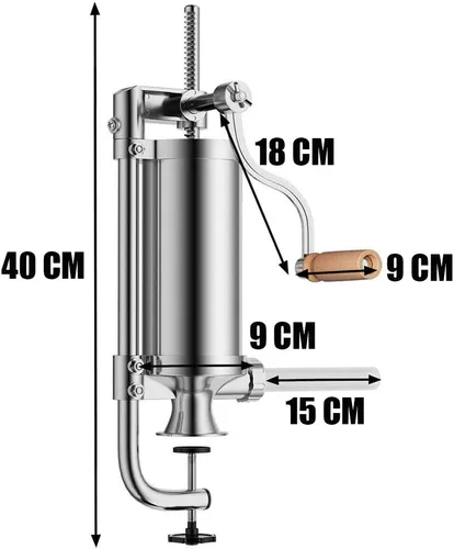 Miniatura 5 de Meao Máquina casera de relleno de salchichas - Máquina de salchichas vertical de acero inoxidable con base de succión y manivela manual para uso