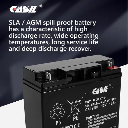 Miniatura 4 de Casil Terminal de batería recargable SLA AGM de 12V 18Ah, tuerca y perno (NB), reemplazo EXP12180 ML18-12 UB12180 FM12180 TL1218 6fm18