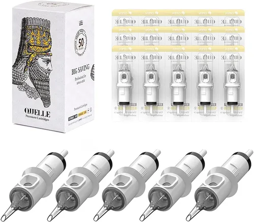 Cartuchos de agujas de tatuaje, 50 unidades, surtido (1003RL 1005RL 1007RL 1007RM 1009RM) Agujas de cartucho de tatuaje Liner Redondo/Magnum Redondo
