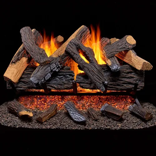 Miniatura 12 de Duluth Forge Juego de troncos para chimenea de gas natural ventilado, 18 pulgadas, 45,000 BTU, luz de fósforo, roble del corazón - Modelo # FNVL18-1