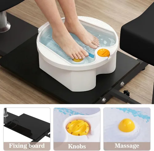 Miniatura 7 de Silla de pedicura sin fontanería con reposapiés de altura ajustable y taburete rodante, estación de pedicura para silla de spa Nail Tech, silla