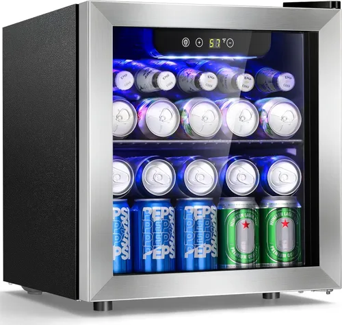 Miniatura 8 de Antarctic Star Mini refrigerador para 48 latas, refrigerador de bebidas, puerta de vidrio negro para cerveza, refrescos o vino, máquina dispensadora