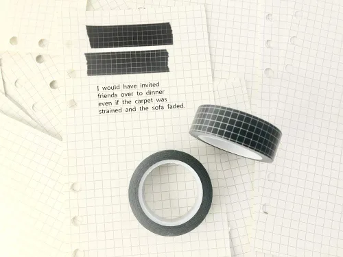 Miniatura 4 de Juego de 10 rollos de cinta Washi de rejilla negra de 33 pies y 3/5 pulgadas de ancho, cintas adhesivas para manualidades, planificadores de álbumes