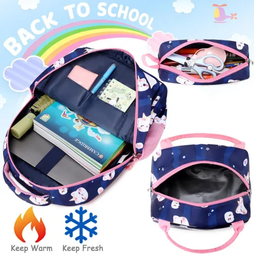 Miniatura 71 de Juego de mochila para niñas y adolescentes, mochila escolar para niños con bolsa para el almuerzo, estuche para lápices, mochilas escolares