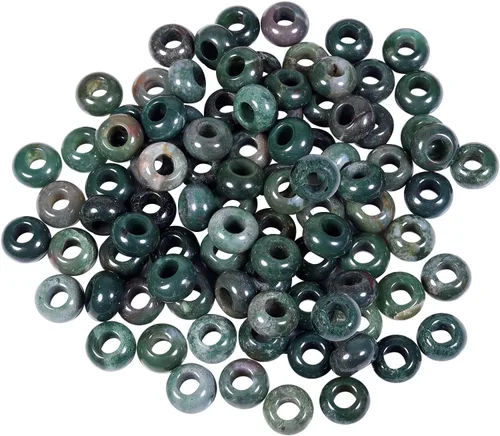 Miniatura 10 de TUMBEELLUWA 40 cuentas de piedra de cristal con agujero grande para hacer joyas, cuentas de macramé para trenzas de cabello (0.55 x 0.31 pulgadas)