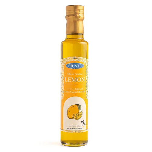 Giusto Sapore Aceite de oliva italiano extra virgen con infusión de limón, prensado en frío, importado de Italia, 8.5 onzas