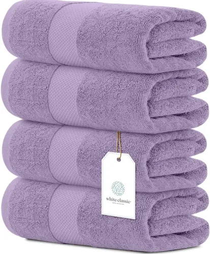 Miniatura 19 de White Classic - Juego de toallas de baño de lujo, grandes, 4 piezas - 700 GSM de algodón turco ultra suave, 27 x 54 pulgadas Toallas de baño