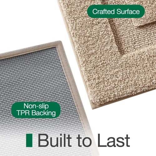 Miniatura 3 de LUMI Alfombras de baño ultrasuaves antideslizantes con parte trasera de goma, absorbente y lavable, de secado rápido, alfombra de felpa de Beige