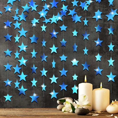 Miniatura 23 de Patelai Guirnalda de estrellas con purpurina 2026, decoración de graduación de 130 pies, pancarta colgante de estrella para fiesta, cumpleaños
