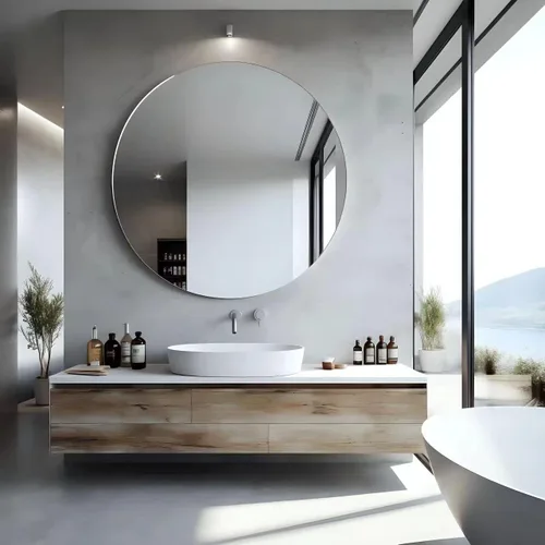 Miniatura 12 de USHOWER Paquete de 2 espejos de baño para sobre el fregadero, espejo circular de 30 pulgadas con marco de metal, espejo de pared negro, decoración