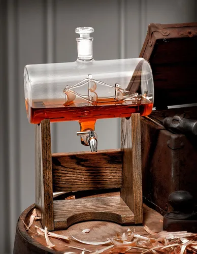 Miniatura 3 de Decantador de licores – 1150 ml para Vodka, Bourbon, Rum, vino, de whisky, Tequila– Cristal