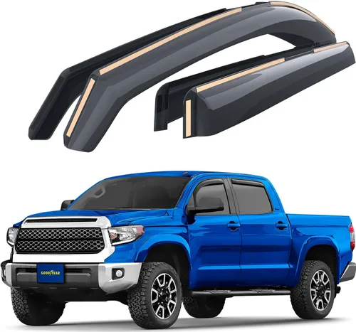 Goodyear Deflectores de ventana inastillables en el canal para Toyota Tundra 2007-2021 CrewMax, protectores de lluvia, viseras de ventana para Para