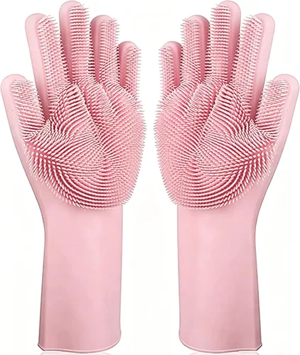Miniatura 7 de Magic Silicone Dishwashing Scrubber, 2 in 1 Reusable Rubber Gloves, Heat Resistant Kitchen Tool for Household