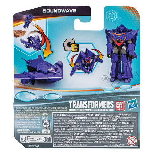 Miniatura 6 de Transformers Toys EarthSpark 1-Step Flip Changer Soundwave - Figura de acción de 4 pulgadas, juguetes robot para edades de 6 años en adelante