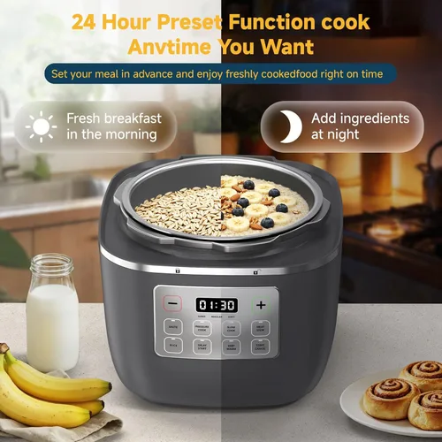 Miniatura 6 de Olla a presión eléctrica 3QT, 8 en 1, ahorro de tiempo y saludable, olla antiadherente de cerámica para comidas rápidas, salteado, olla a presión
