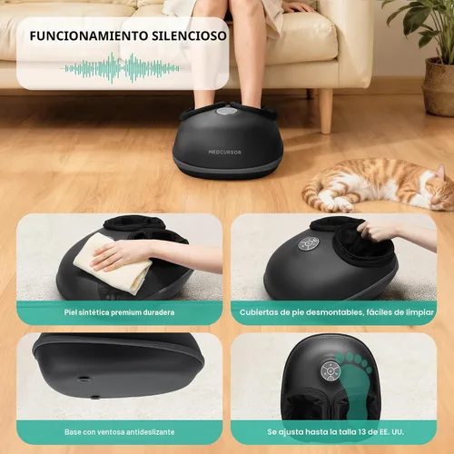 Miniatura 5 de Medcursor Masajeador de pies con calor - Máquina de amasado profundo Shiatsu mejorada 2026, intensidad de compresión de aire múltiple, control