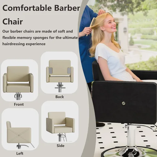 Miniatura 9 de LOUVIXA Sillas de Barbero para Estilista de Cabello, Silla de Salón Hidráulica Ajustable en Altura, Reclinable, Rotación de 360 Grados, Silla