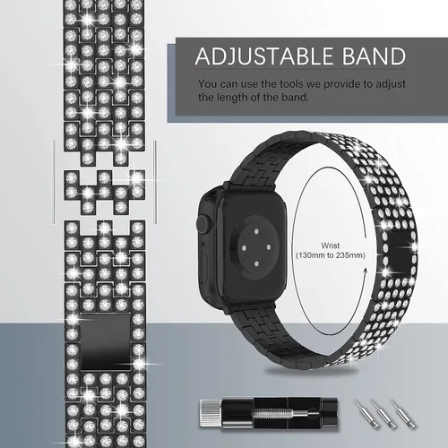 Miniatura 3 de QVLANG - Correa para Apple Watch de 1.496 in, 1.575 in, 1.654 in, 1.732 in (38, 40, 42 y 44 mm), serie 5/4/3/2/1, Serie de correa ostentosa