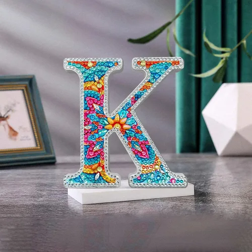 Miniatura 16 de YOYA Letras de Artesanía de Madera con Arte de Diamantes 5D de 6 Pulgadas para Decoración de Pared, Kits de Arte de Diamantes de Letras de A