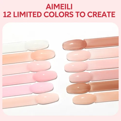 Miniatura 2 de AIMEILI Juego de esmaltes de uñas de gel nude – 12 colores sin hema, gelatina neutra, rosa, blanco lechoso, efecto transparente, manicura