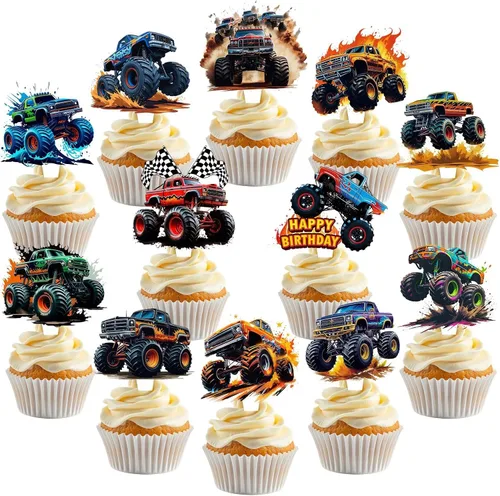 Miniatura 10 de 48 piezas de decoraciones de cumpleaños para camiones de bomberos, decoración de cumpleaños de bomberos, decoración de cupcakes para camiones
