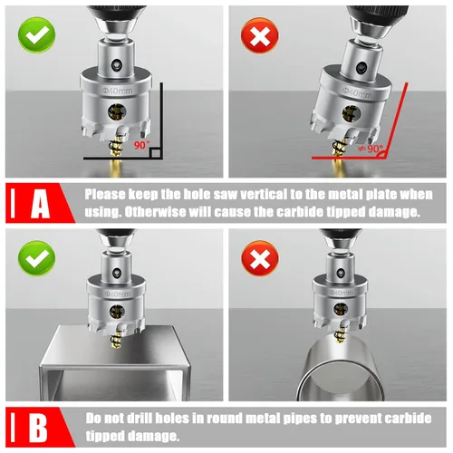 Miniatura 6 de Sierra perforadora de carburo de 1-3/8 pulgadas (1.378 in) para metal duro, cortador de agujeros con punta de carburo de tungsteno con broca piloto