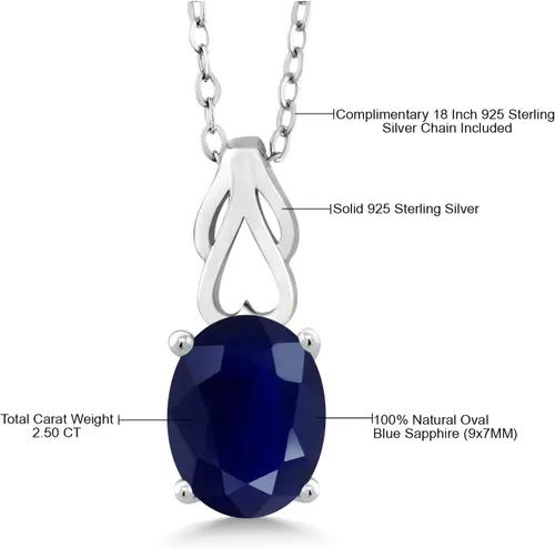 Miniatura 83 de Gem Stone King Collar de plata de ley 925 con piedra natal ovalada de 0.354 x 0.276 in Collar con colgante solitario para mujer Con cadena