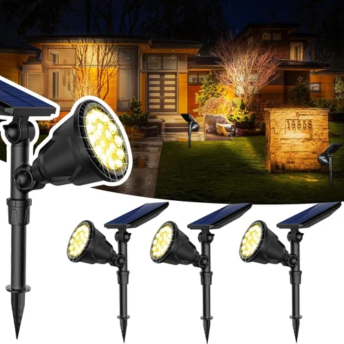 Miniatura 11 de JSOT Focos solares de 600 lúmenes al aire libre para jardín, IP65, impermeables, iluminación de paisaje para pasarela, pared, jardín, patio, camino