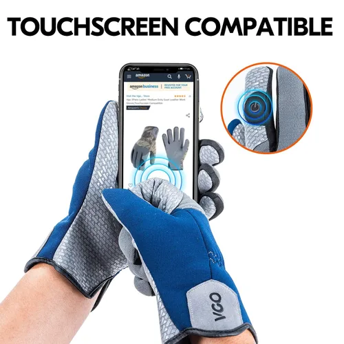 Miniatura 5 de Vgo... General Utility Grip - Guantes de trabajo de seguridad con palma de silicona, guantes de mecánico, pantalla táctil, lavables a máquina