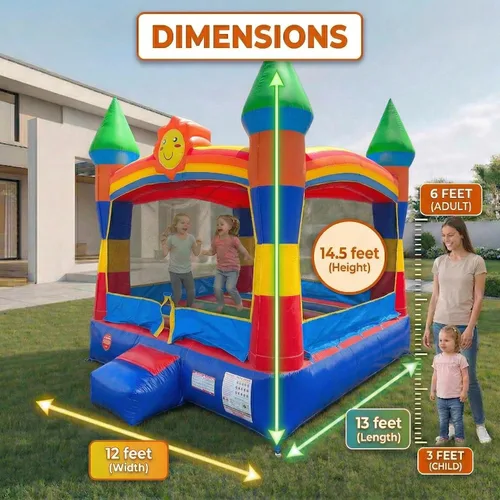 Miniatura 3 de Casa de rebote inflable con cara sonriente arcoíris de Crossover, castillo hinchable para saltar para niños y niños pequeños, rebote para saltar