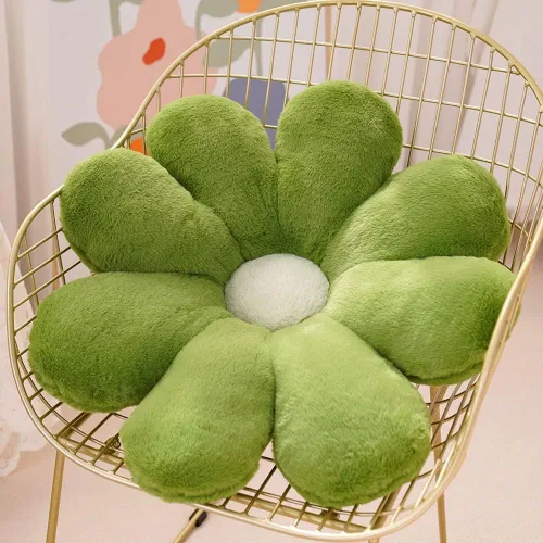 Almohada de flores de felpa linda cojín de la flor de la almohada del piso de la almohada casual cómoda almohada decoración de la habitación Verde